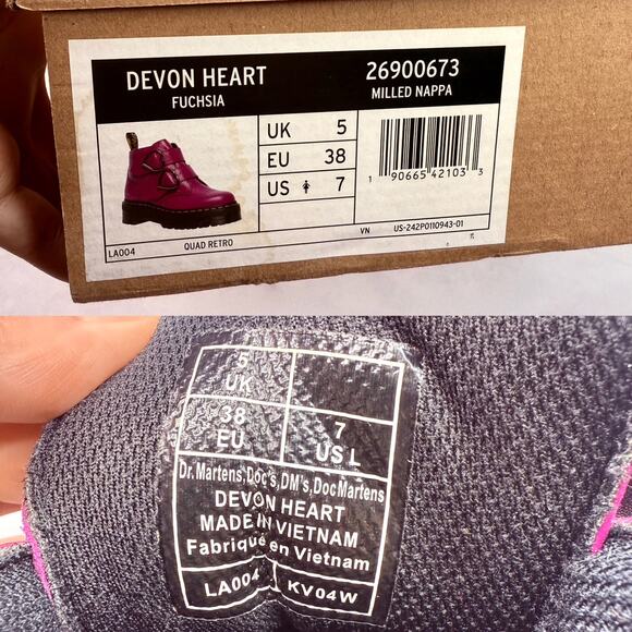 Dr. Martens Devon Heart Boots Fuchsia - Picture 12 of 12